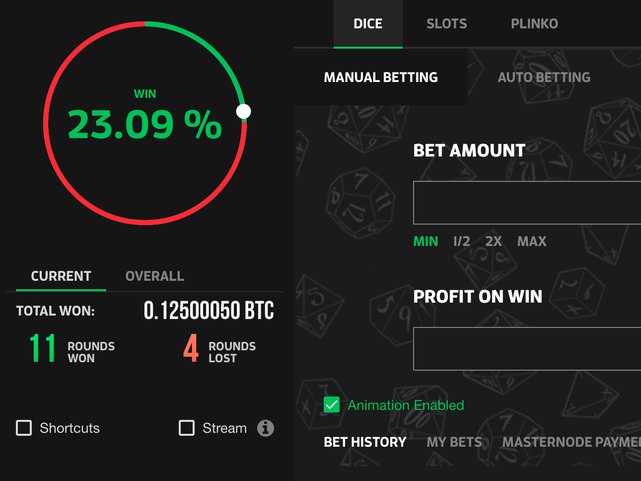 btc dice script