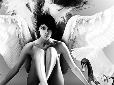 Swan black design dream experimentation photomanipulation photoshop swan white woman