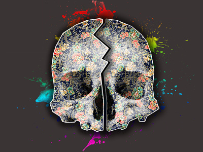 Skull With Batik New batik characterdesign colorful fantasyart illustration skull art skullbatik wallpapers