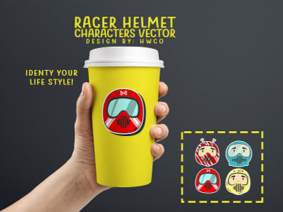 Racer Helmet Characters characterdesign colorful fantasyart helmet helmets illustration logodesign motorcycle mug design vectorart