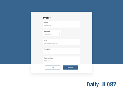 Daily UI 082 Form 082 daily ui dailyuichallenge form ui