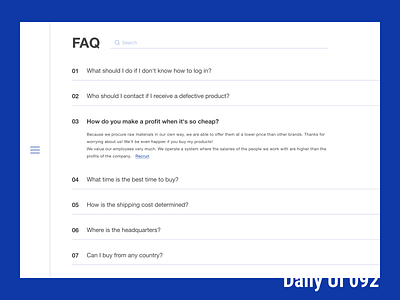 Daily UI 092 F.A.Q.