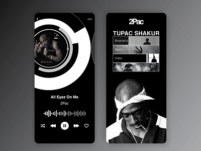 App design of 90's Rapper 2Pac ⭐️ app design swiss design music app typography ui ux