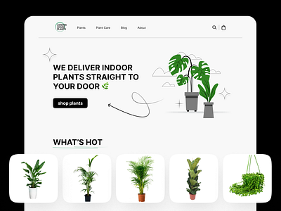 Website for buying indoor plants 🌿 blackandwhite design illustration logo plants shop ui ux vector