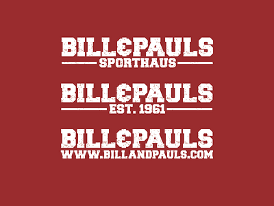 Bill and Pauls Sporthaus collegiate graphic design logo red stickers