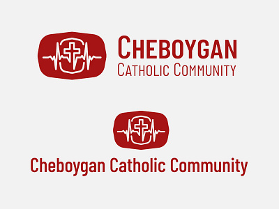 Cheboygan Logo catholic cross heartbeat logo red