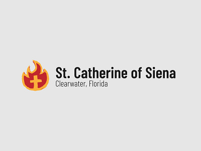 St. Catherine of Siena catholic church fire logo orange red typography