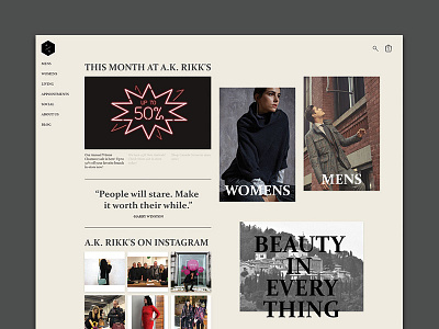 A.K. Rikk's design fashion mock neutral ui web