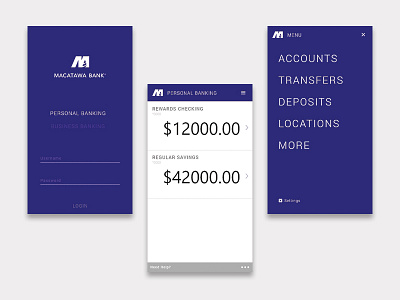 Macatawa Bank App adobe app design blue ui ux xd