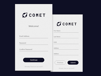 Daily UI Challenge #1 - Sign Up app comet daily dailyui sign up ui