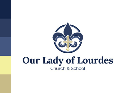 Our Lady of Lourdes - Fleur De Lis blue branding church design fleur fe lis icon logo school