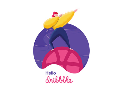 hello dribble design dribbble dribbble invite hello dribble illustration thanks for invite ui vector