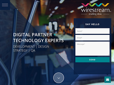 Wirestream WordPress Website + Quick Contact Form brand design contact form digital partner hamburger menu quick contact responsive wordpress wordpress website