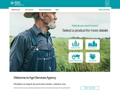 insurance homepage agriculture farmer iconography icons insurance user experience web design website