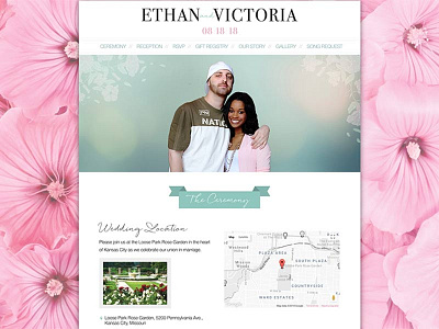 Wedding Website Design & Development decorative event flowers homepage pink teal typography website wedding wordpress