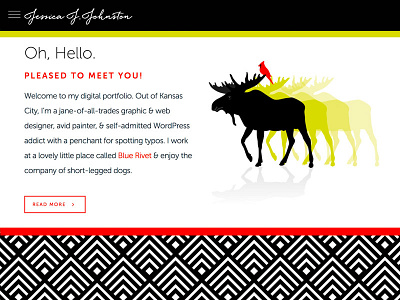 JessicaJJohnston.com Homepage designer designer website homepage design intro screen moose portfolio portfolio design wordpress design