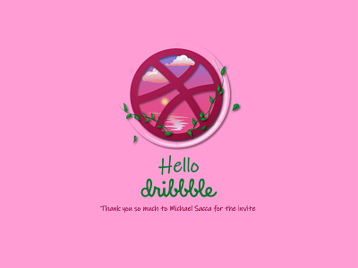 My Hello Dribbble gradients hand writing hellodribbble illustration art thank you view white space windows
