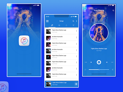 Music App UI branding design icon design ui design music app music player ui design visual design
