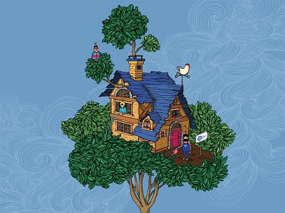Bob's House Wallpaper character fds house illust tree wallpaper