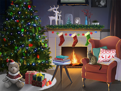 Christmas 2014 animation christmas drawing fds gif holiday illust illustration photoshop tree