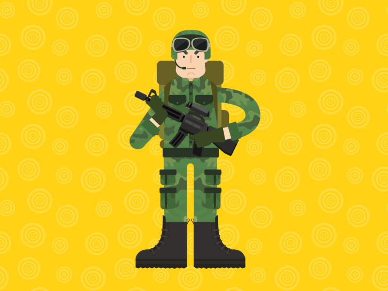 Soldier character.gif app application army character flap game gif illustration kids mixjam sodier