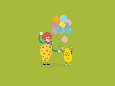Laugh every day app balloon clown cosmic paul flap illustration kids pierrot