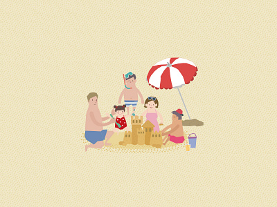 Sea, Sun and Sand app beach cosmic paul family flap happy illustration kids parasol vacation