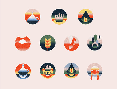 Wizard of OZ themed icons cape town. color communication editorial illustration gradient icons illustration logo south africa texture