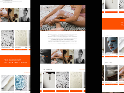 Web design project bodycare cosmetic cosmetics cosmetology face graphic design hair haircare homepage makeup minimal orange photography skin skin care skincare ui ux webdesign
