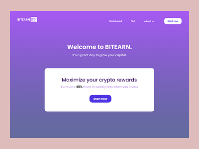 BitEarn app blockchain cryptocurrency defi design figma fintech fintech app product page ui ux website website design