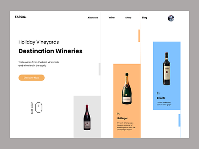 FARGO neat design ecommerce figma landing page product page ui ux website website design wine shop