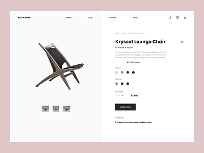 Krysset Lounge chair design figma furniture minimalist product page website website design