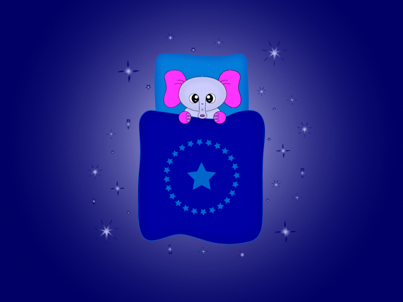 Elephant in bed and stars 1 design flat illustrator logo pattern photoshop ui ux web