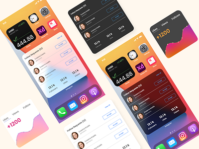 Instagram Widget android app colors design glass home homepage instagram instagram widget ios ios design ios widget live material ui minimal modern ui ux widget widgets