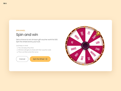 Modal - Spin Wheel 3d app branding design feedback game game modal illustration logo material ui minimal modal modal design modern pop up spin wheel ui ux website win