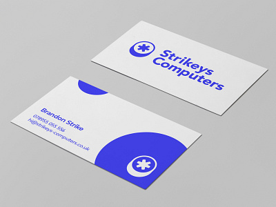 Strikeys Computers branding business card design logo logo design tech branding tech logo typography