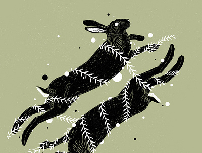 Bound botanical design digital drawing digital illustration forest animal hare illustration illustrator nature procreate