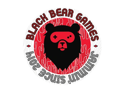 Black Bear Games Sticker badge bear branding gamepad games gaming logo sticker vector