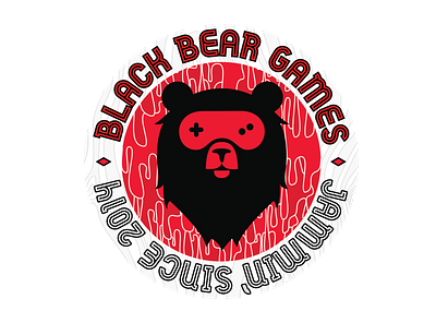 Black Bear Games Sticker badge bear branding gamepad games gaming logo sticker vector