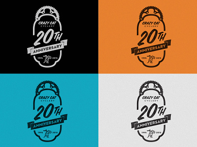 Crazy Cat Cyclery 20th Anniversary Badge 20years anniversary badge bicycle branding cat crazy cyclery logo shop