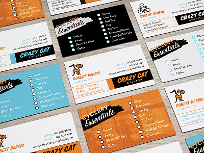 Crazy Cat Cyclery Cards bicycle bike business card cat crazy cyclery stationery