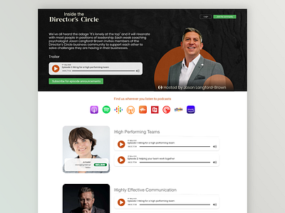 Podcast Landing Page - Inside The Director's Circle community design landing page marketing website podcast social network ui ux web web design