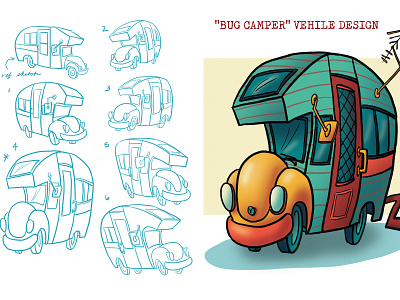 BUG CAMPER VIS DEV 2020 cartoon illustration prop design rubberhose visual development