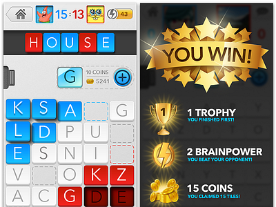 Wordly Concept Art coins ios7 iphone letters minimal scopely tiles trophy ui wordly words you win