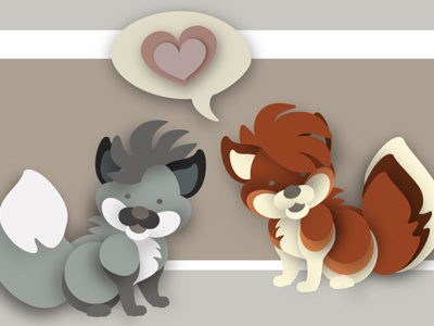 Kitschy Critters. animals fox illustration vector wolf
