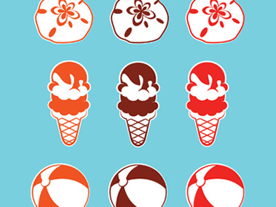 Life's Beachin'. beach beach ball ice cream icon design illustration sand dollar summer