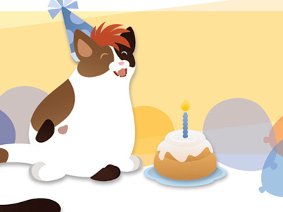 Mr. Cat's Cinnamon Roll. birthday card cat cell shading gift illustration vector