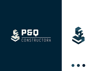 P&Q CONSTRUCTORA Logo Design. branding branding design construction design flat icon identity isometric design logo logotypedesign minimal vector