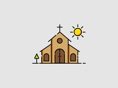 CHURCH church church design design flat icon sun tree vector