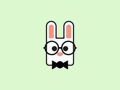 RABBIT GEEK design flat geek icon rabbit sunglasses tie vector